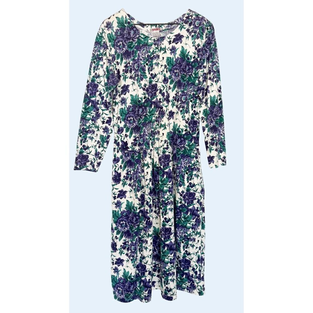 Vintage FADS 80s / 90s Floral Cottage Granny Dress Size Medium